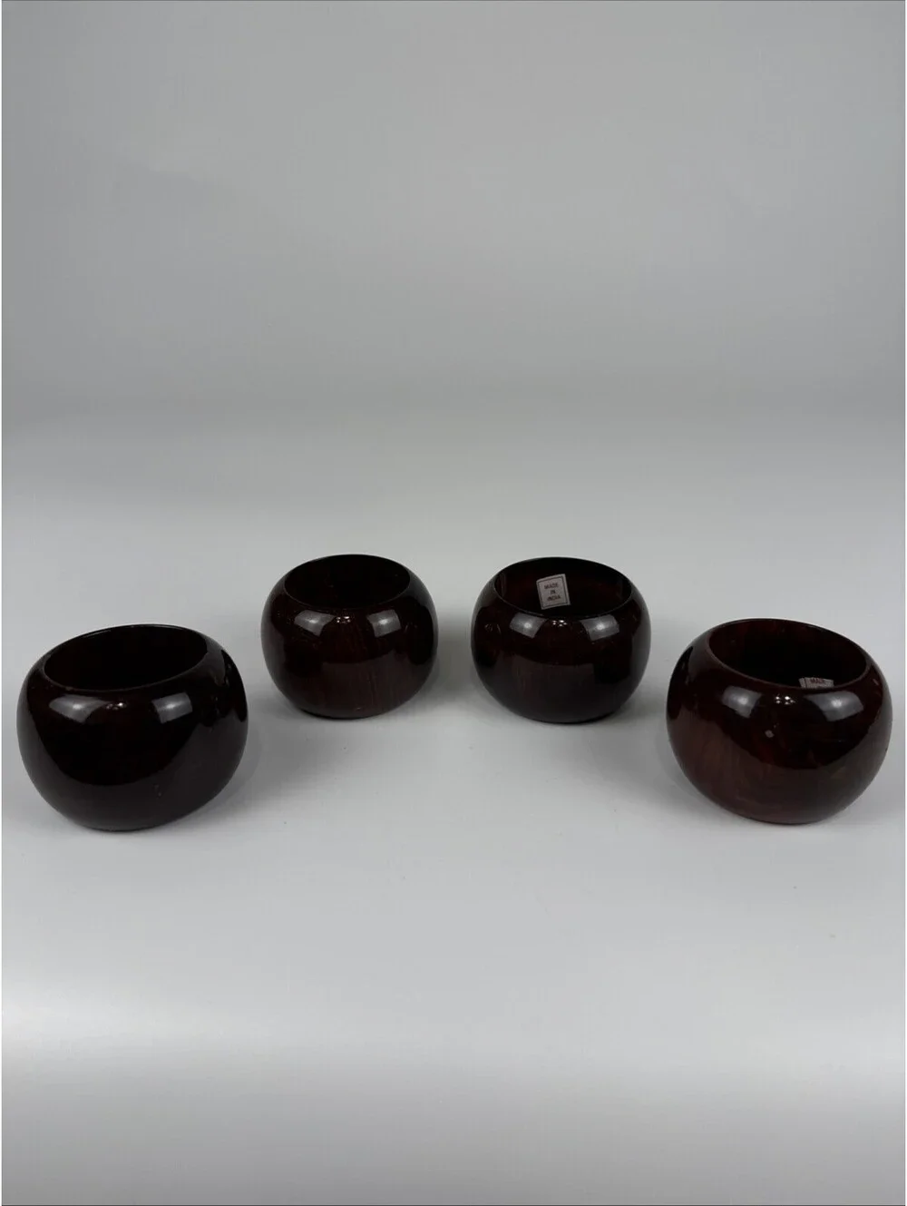 Set of 4 Vintage Faux Tortoiseshell Lucite Napkin Rings Acrylic MCM Round